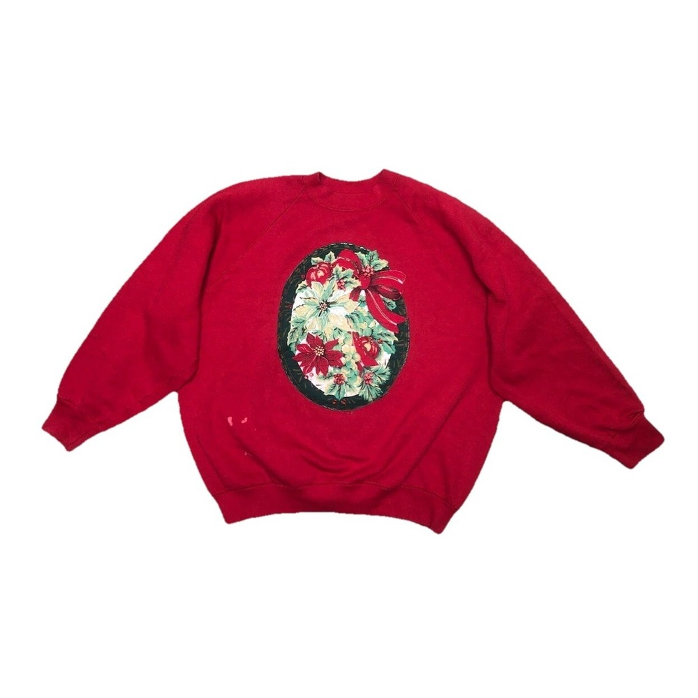 Fruit Of The Loom Holiday Women's L Red Grandma Crewneck Sweatshirt 90's Vintage
